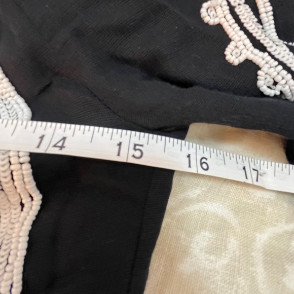 Zara Vintage Beaded Off Shoulder Tunic / Mini Dress, Black w/ White Beads, XS - Picture 8 of 12